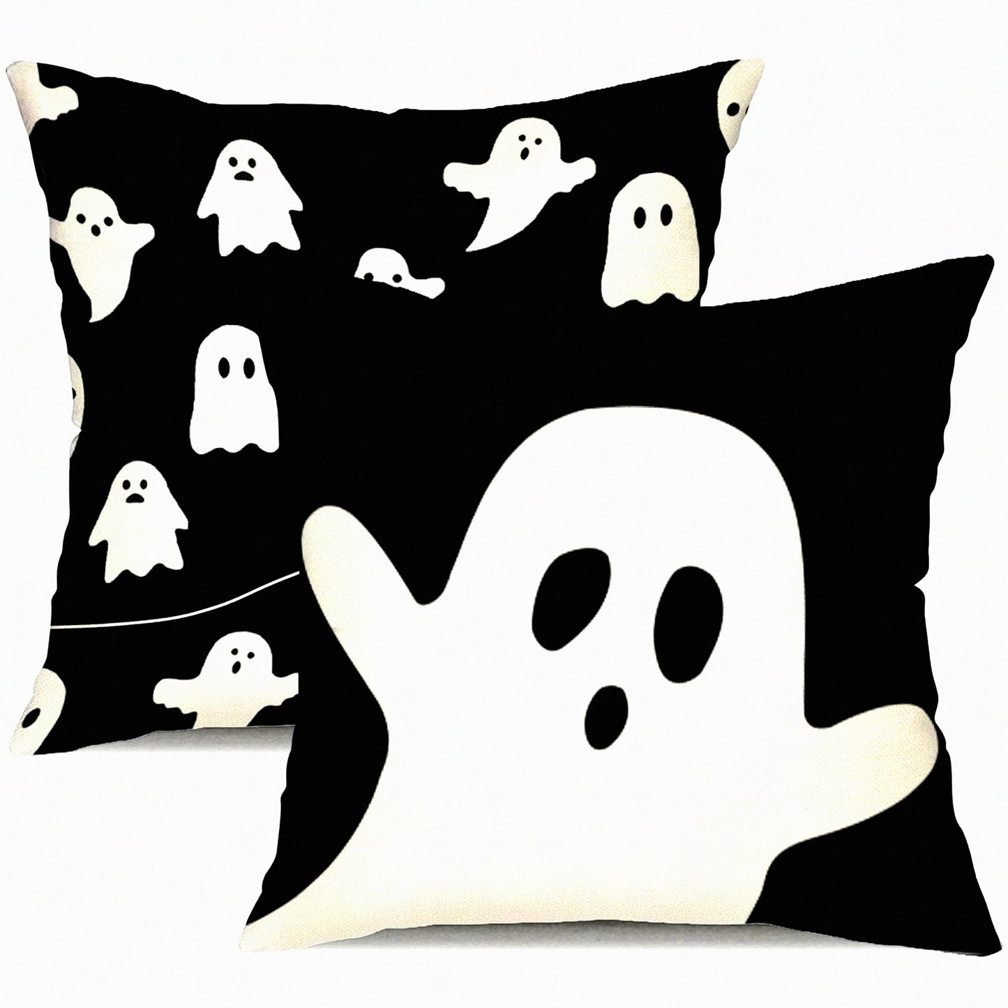 Ghostly Decor Pillow Covers - Set of 2 18x18 Lumbar Outdoor Pillows for Sofa, Home Decorations - Spooky Decorative Cushion Covers