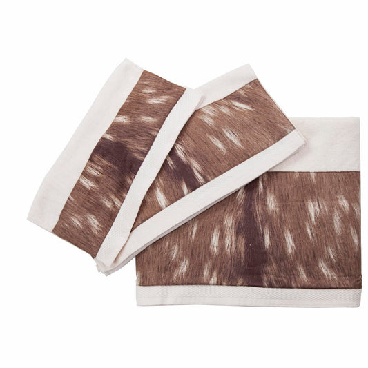 3-Piece Brown Cream Axis Deer Bath Towel Set