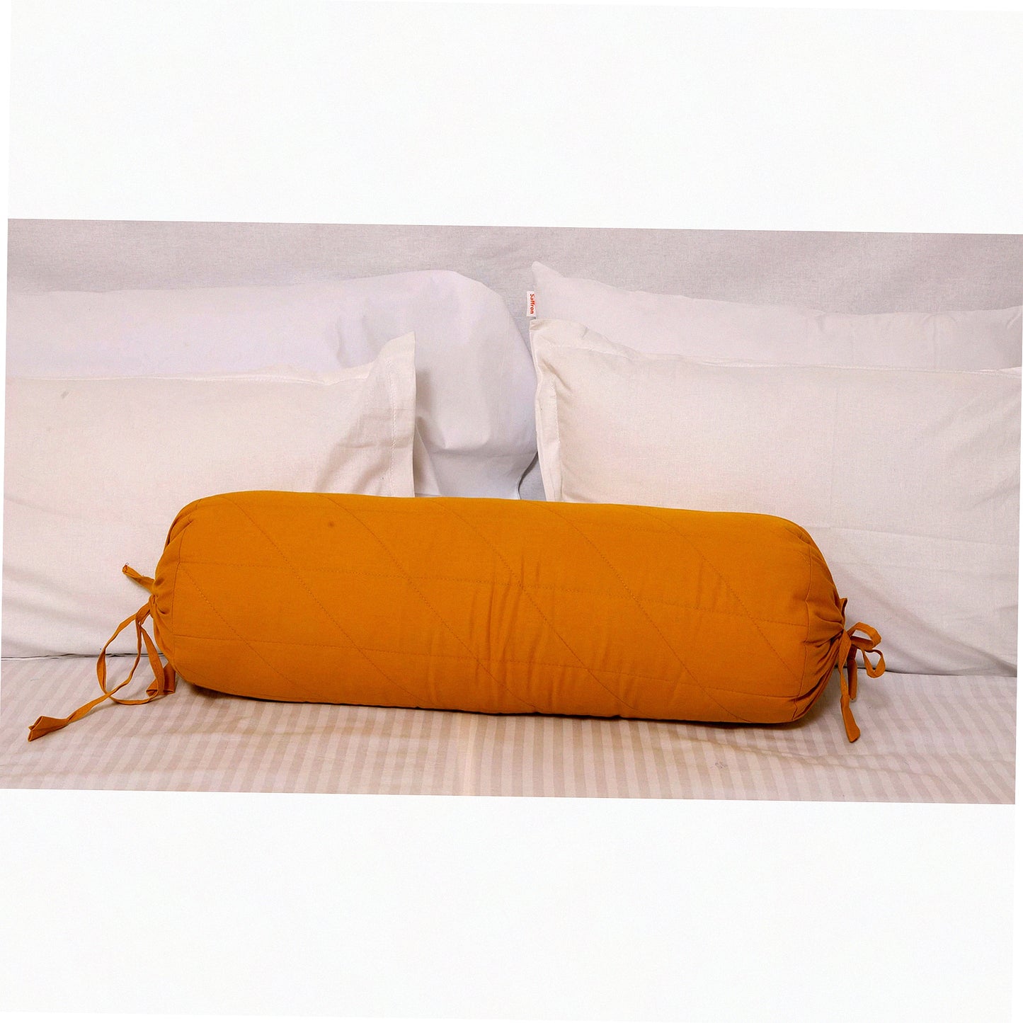Mustard Cotton Bolster Pillowcase with Drawstring Closure - Easy to Remove and Washable - 8" Diameter x 24" Long - 20cm x 60cm - Soft and Durable Cover