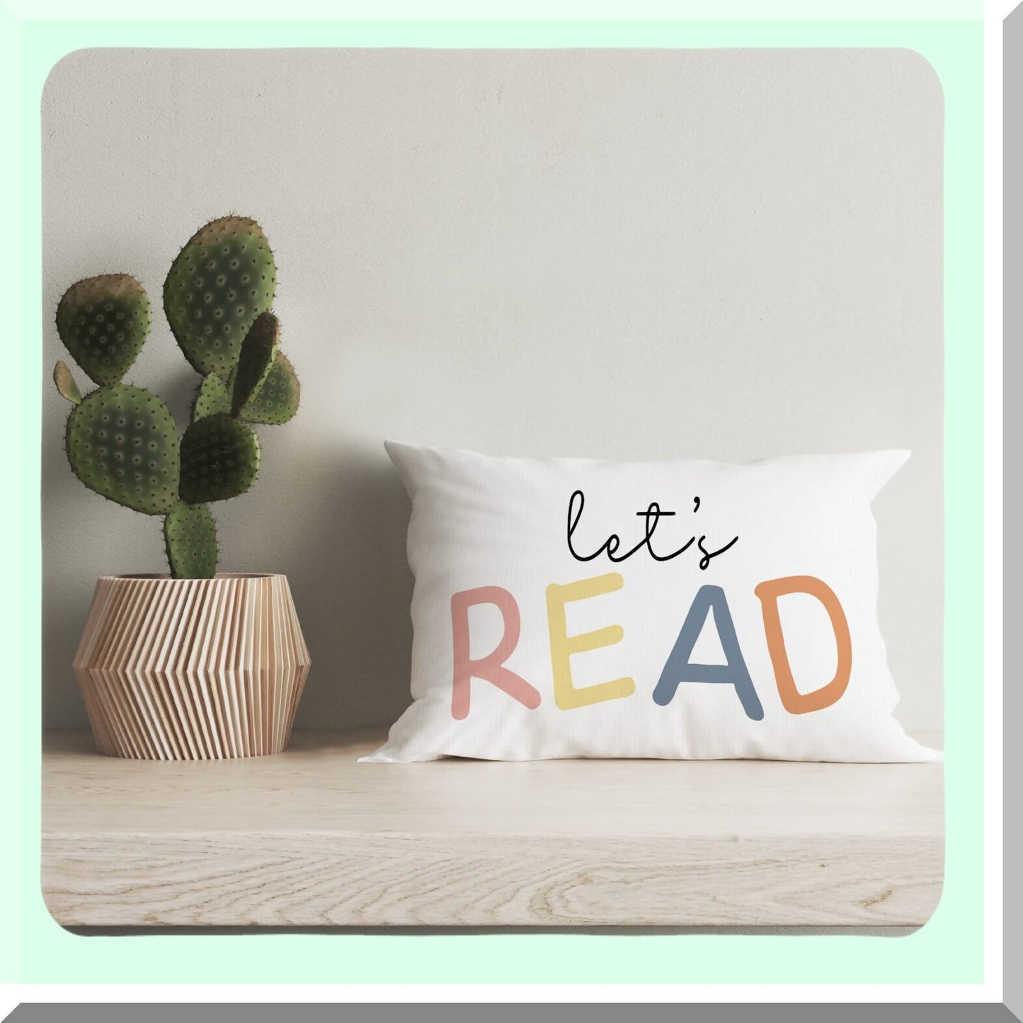 Storytime Adventure Kids Playroom Pillow Set - Let's Read & Play Decorative Throw Pillows for Reading Corner, Nursery Decor - 12x20 in, White