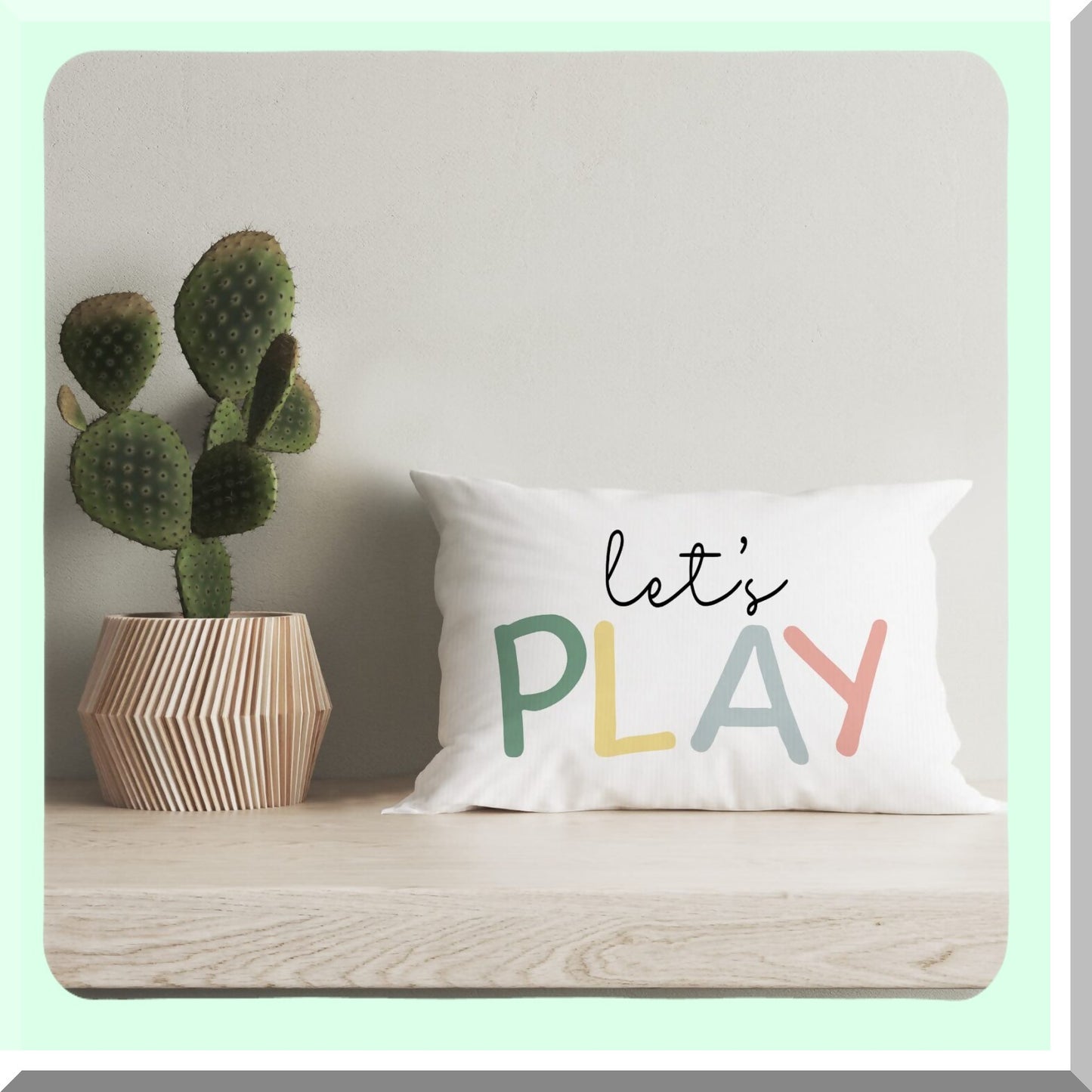 Storytime Adventure Kids Playroom Pillow Set - Let's Read & Play Decorative Throw Pillows for Reading Corner, Nursery Decor - 12x20 in, White
