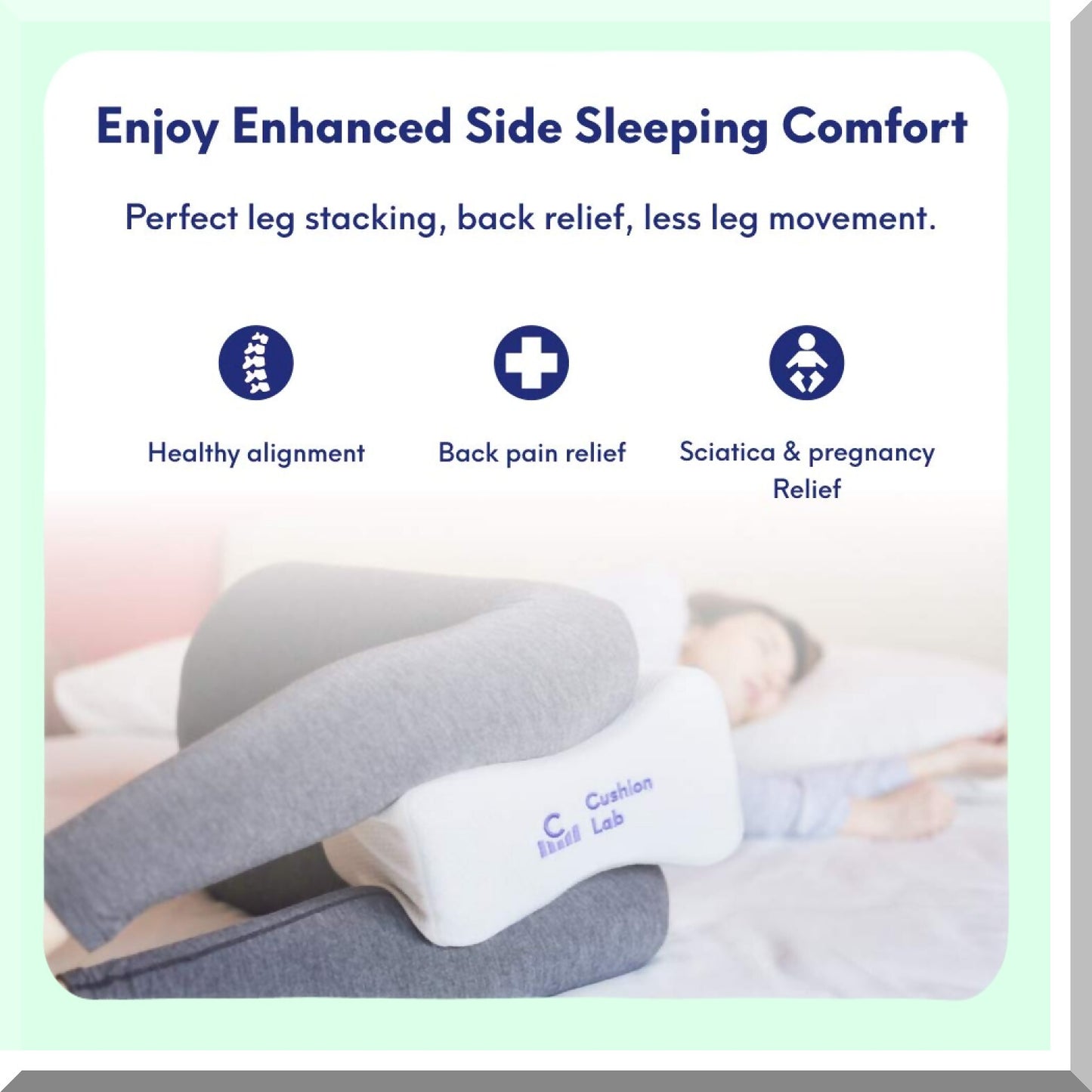 OrthoAlign Memory Foam Knee Pillow - Large Size for Side Sleepers with Hip, Pregnancy, Sciatica, and Back Pain Relief - Contour Wedge for Healthy Alignment while Sleeping