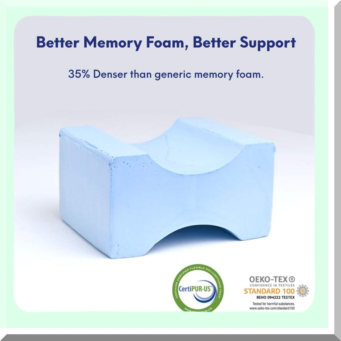 OrthoAlign Memory Foam Knee Pillow - Large Size for Side Sleepers with Hip, Pregnancy, Sciatica, and Back Pain Relief - Contour Wedge for Healthy Alignment while Sleeping