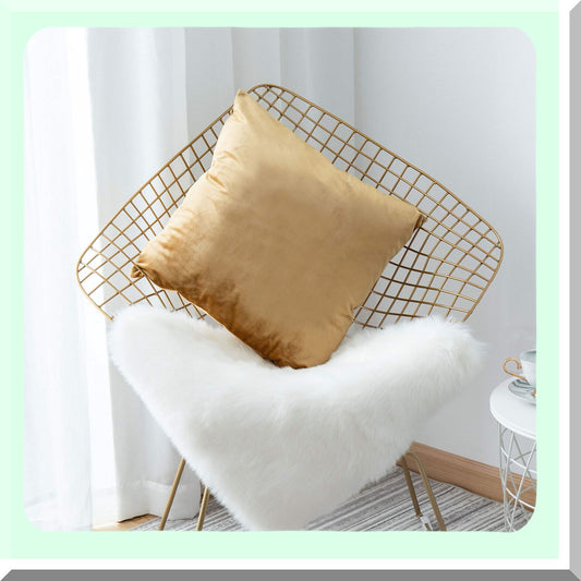 Luxury Gold Velvet Pillowcase Set - 18x18 Decorative Throw Pillow Covers for Bedroom & Living Room Decor - Spring Home Decorations - 45cm x 45cm (18 inch)
