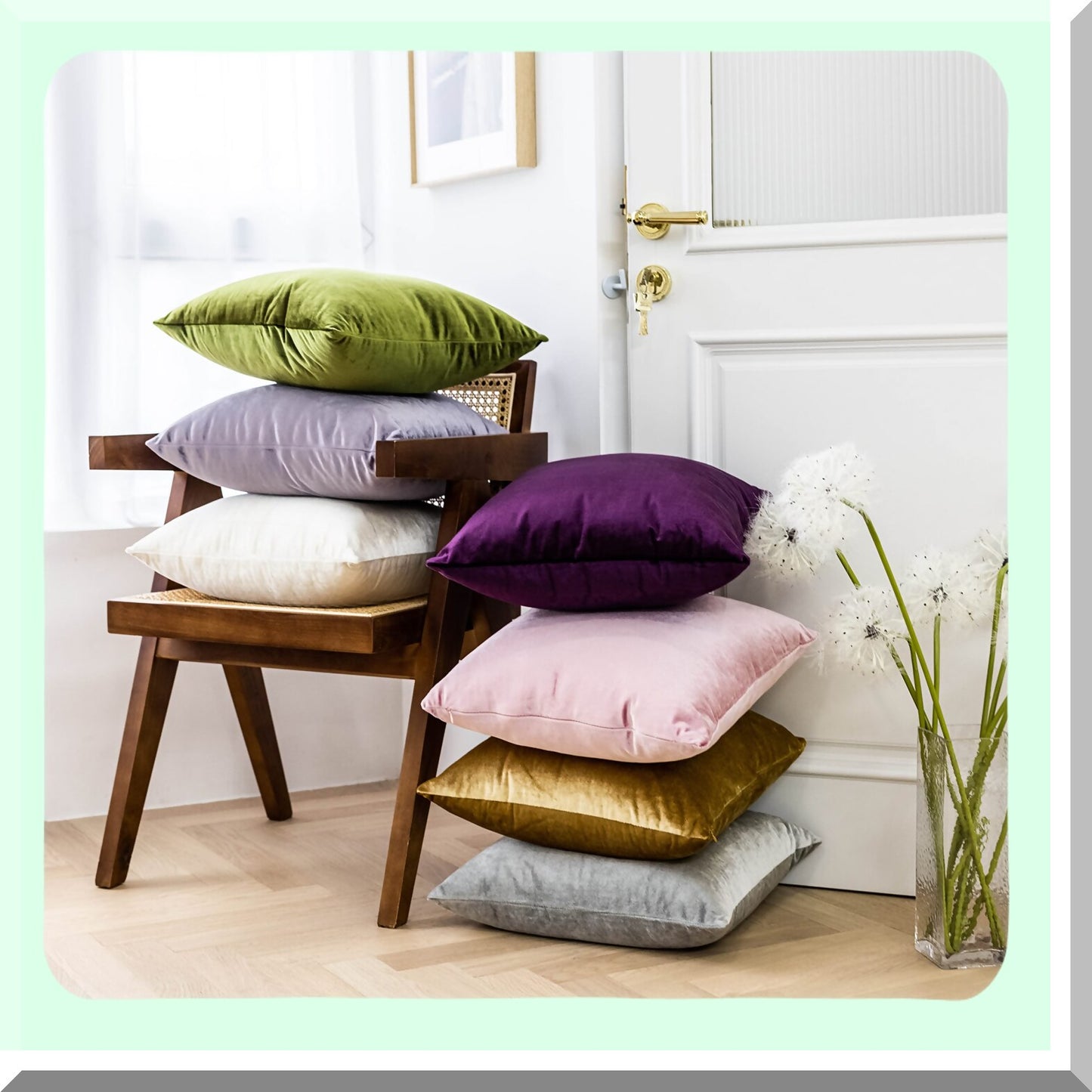 Luxury Gold Velvet Pillowcase Set - 18x18 Decorative Throw Pillow Covers for Bedroom & Living Room Decor - Spring Home Decorations - 45cm x 45cm (18 inch)