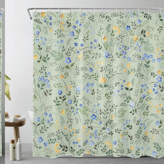 Floral Shower Curtain Yellow Blue 72x72 Inches