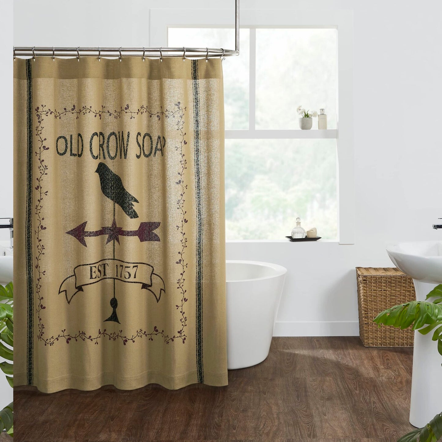 Burlap Weathervane Crow Shower Curtain 72x72