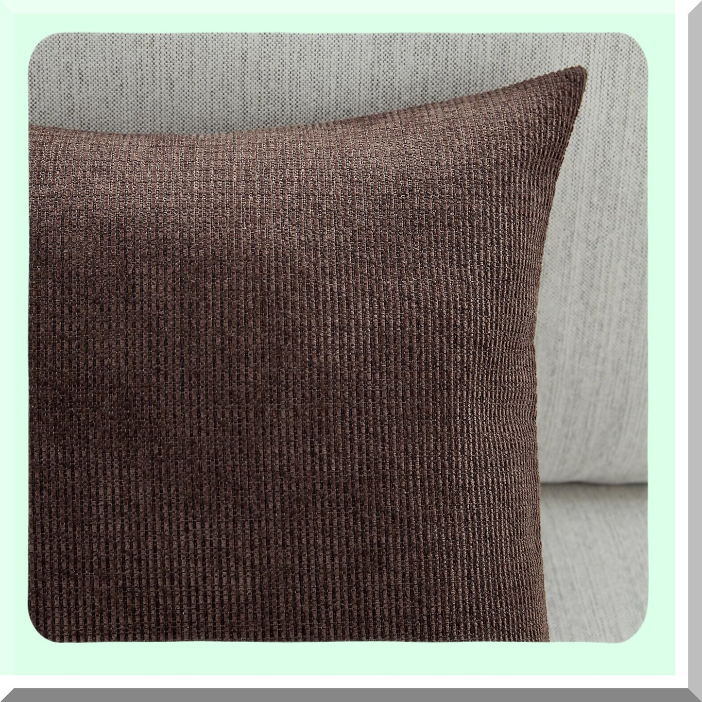 Coffee Stripe Textured Pillow Covers - Set of 2, 18x18 Inches for Sofa Couch Decor - Brown Decorative Throw Pillows