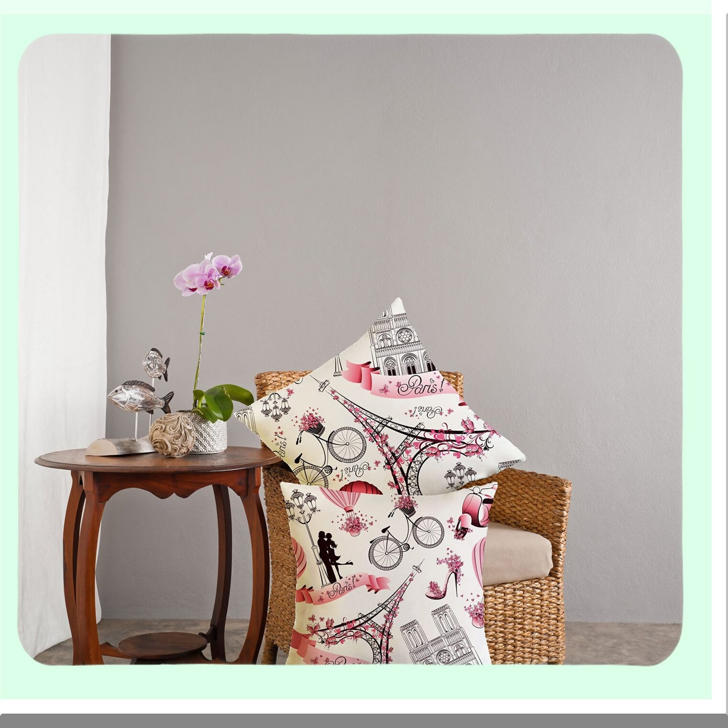 Parisian Pink Eiffel Tower Decorative Pillow Covers - Set of 2 | Square Cushion Cases for Sofa & Bedroom | 18x18 Inch Throw Pillowcases for Home Décor