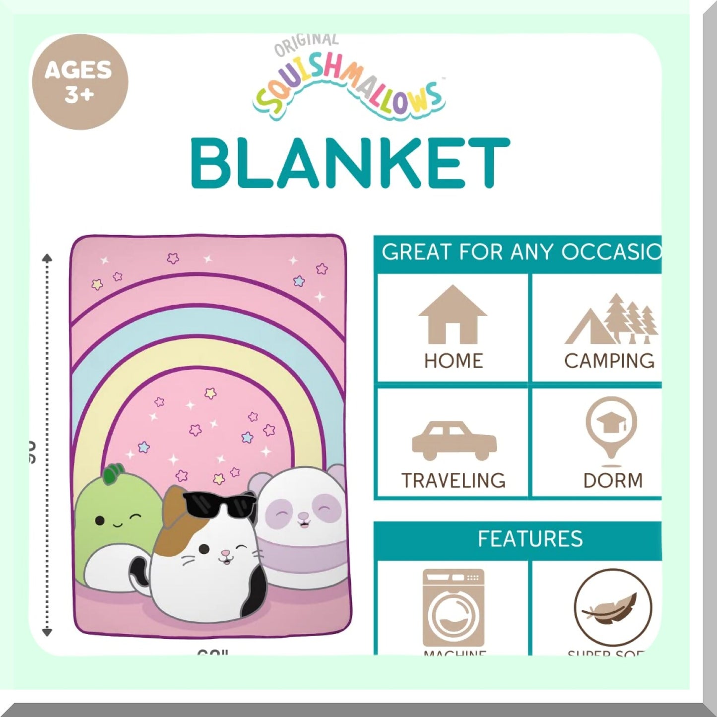 CozyDreams Ultra-Soft Twin Plush Throw Blanket, 62"x90" - Perfect for Squishmallows Bedding"