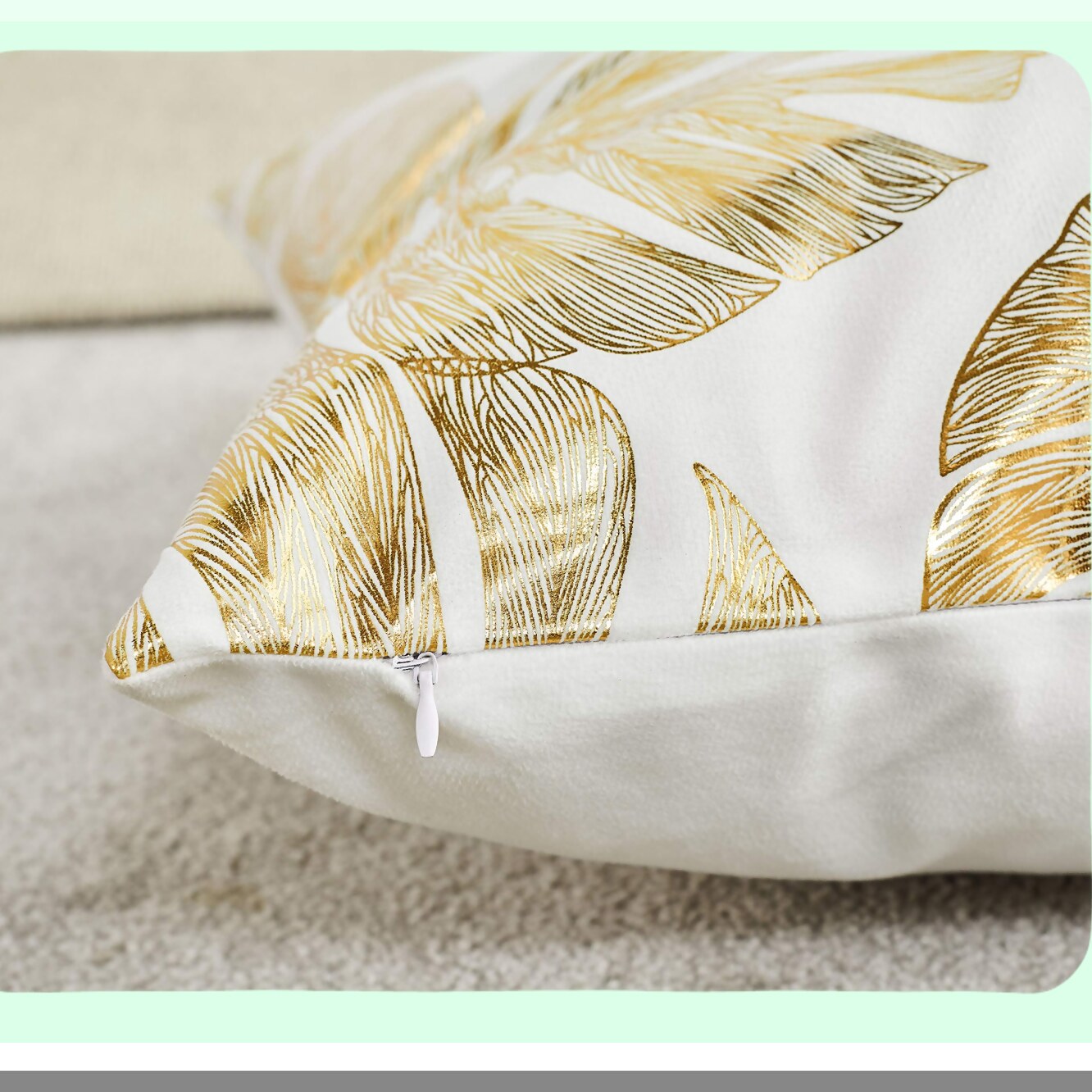 Gold Leaf Impressions Pillow Covers - Set of 4 | Decorative Cushion Cases for Couch, Bedroom, Car | 18x18 inches | Stamping Design