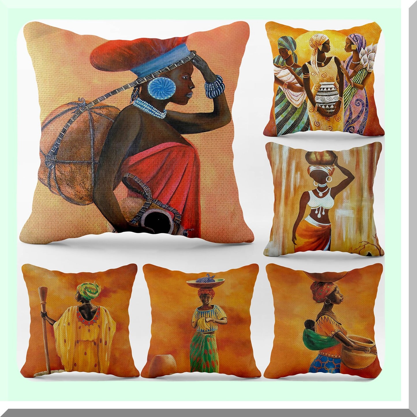 Ethnic Dream Tribe Pillowcase Set - 18x18 Inch, Women's Room Decor, Celebrate Cushion Cover for Sofa Couch, Lady Gift - Pack of 6