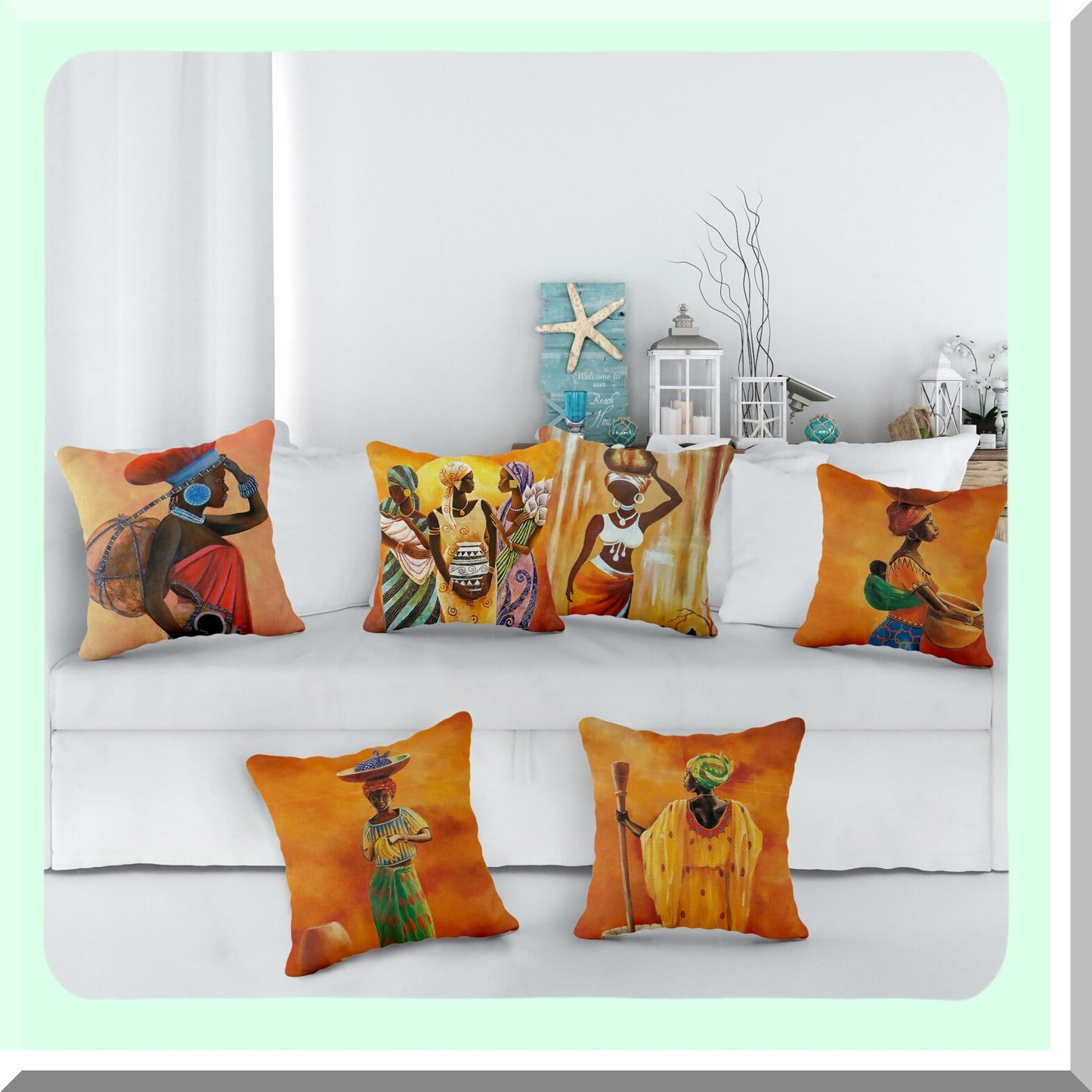 Ethnic Dream Tribe Pillowcase Set - 18x18 Inch, Women's Room Decor, Celebrate Cushion Cover for Sofa Couch, Lady Gift - Pack of 6