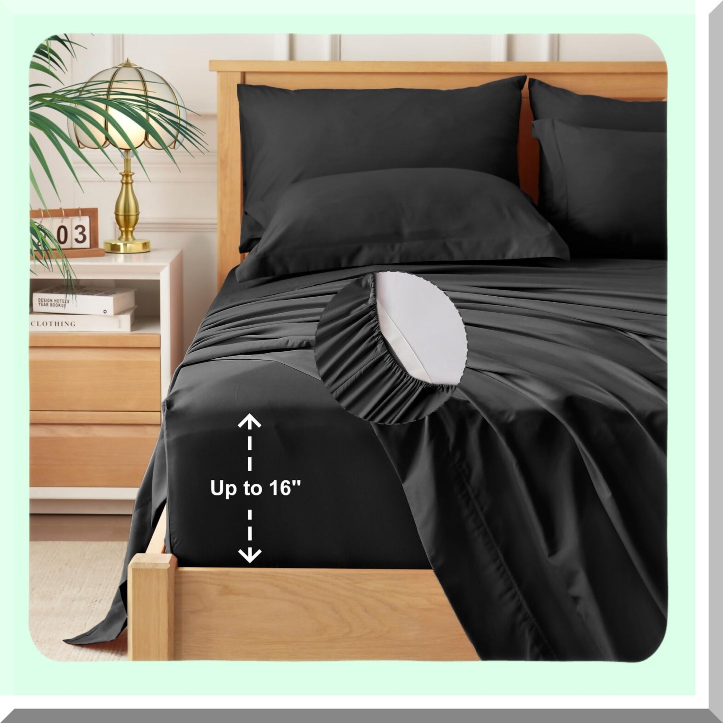 Black Ultra Soft 7-Piece Bedding Set - Lightweight Comforter, Flat Sheet, Fitted Sheet, Pillowcases & Shams - All Season Full Bed in a Bag