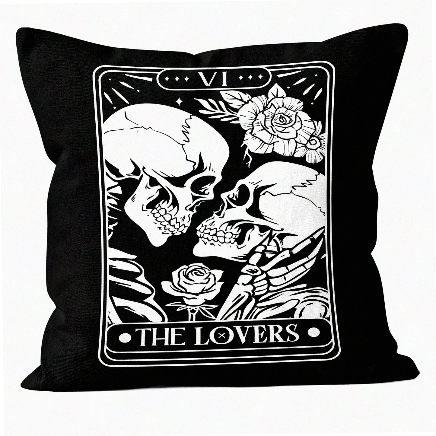 Gothic Skull Couple Pillow Covers - Tarot Valentines Decor for Bedroom Sofa Couch - 18x18 Throw Pillow Case Set - Skeleton Gifts for Women - Room Decor