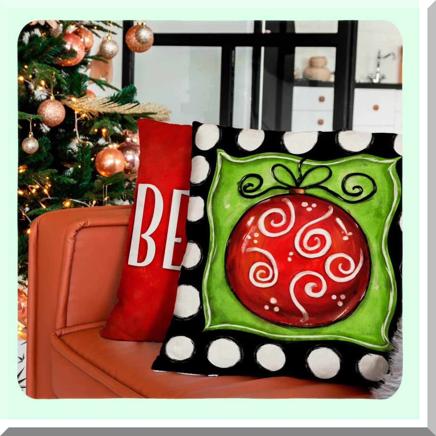 Winter Wonderland Pillow Covers - Set of 4 Merry and Bright Believe Tree Pillows, 16x16 Farmhouse Decor for Couch, Holiday Throw Pillows