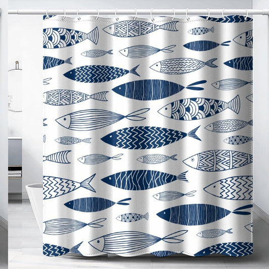 Ocean Fish Nautical Shower Curtain 72x72in