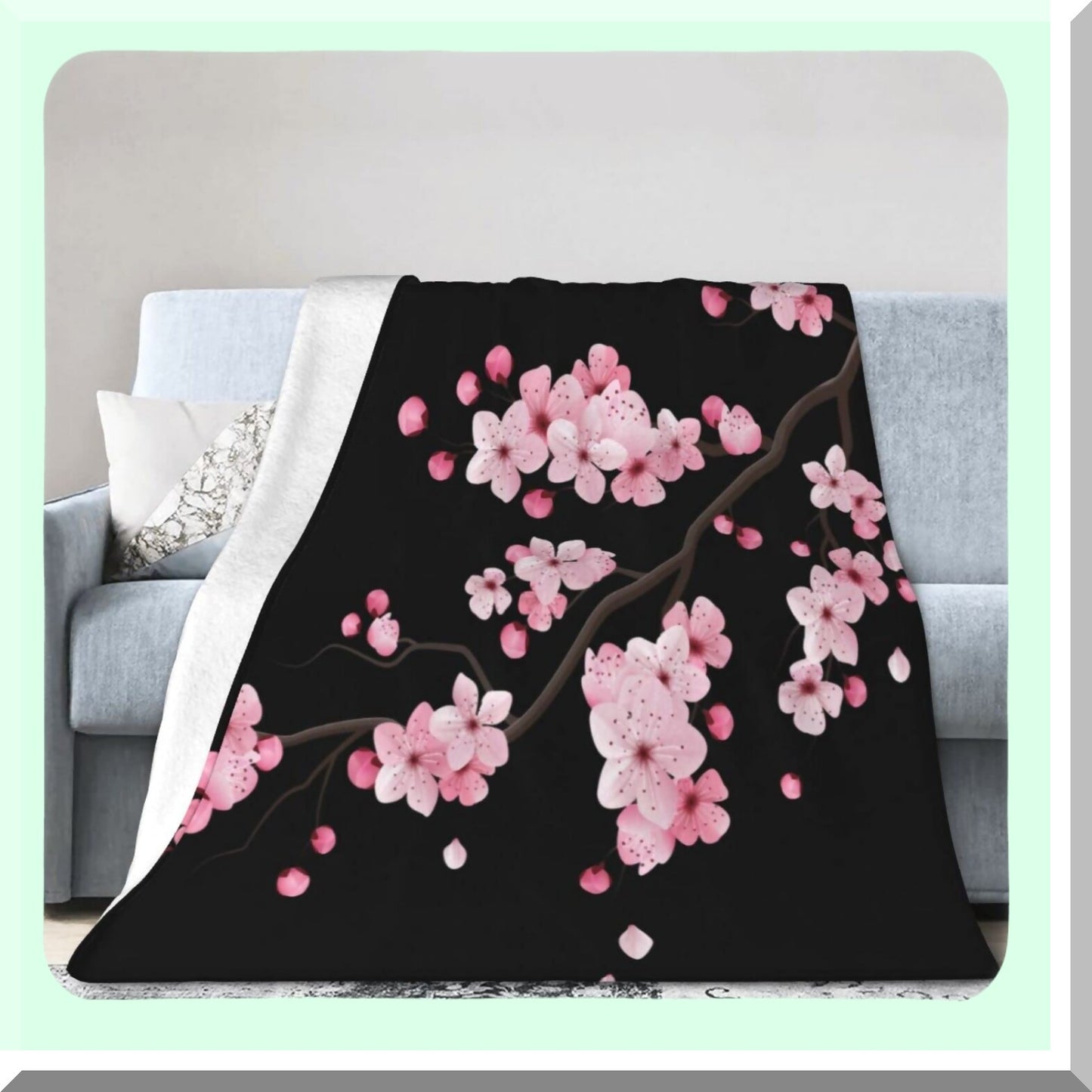 Cherry Blossom CozyThrow: Ultra-Soft Fuzzy Travel Blanket for Bed & Sofa - 50"x40""