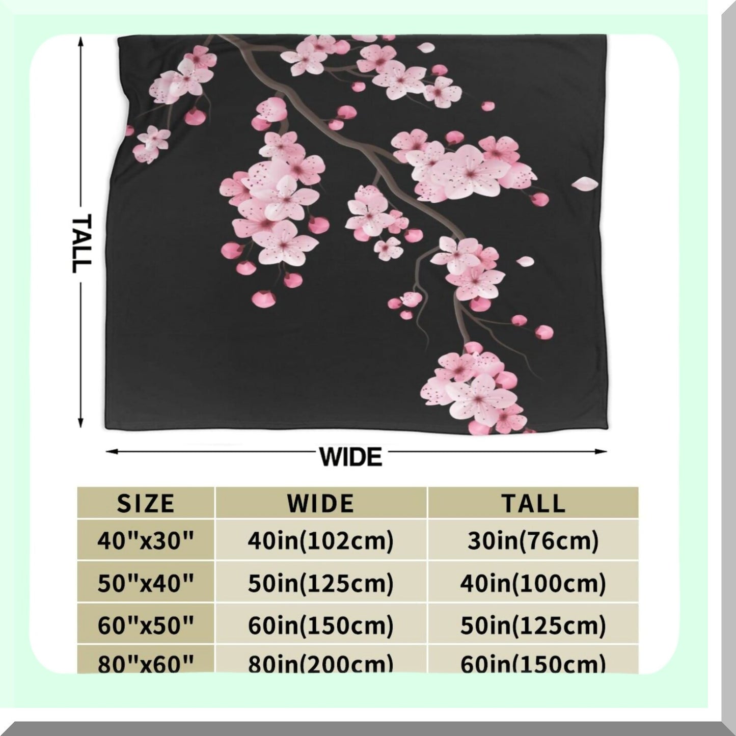 Cherry Blossom CozyThrow: Ultra-Soft Fuzzy Travel Blanket for Bed & Sofa - 50"x40""