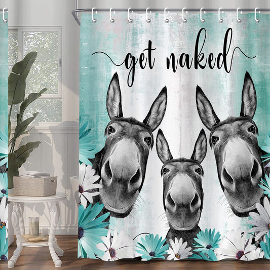 Funny Donkey Shower Curtain 69x70 Inch with 12 Hooks
