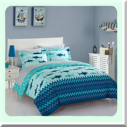 Oceanic Blue Shark Twin Bedding Set