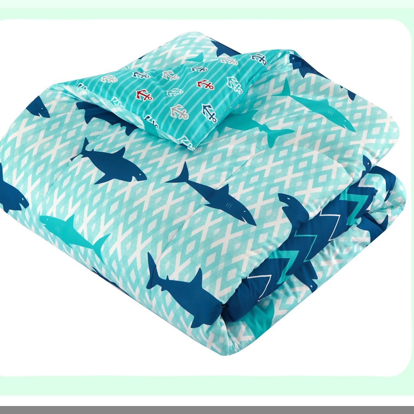 Oceanic Blue Shark Twin Bedding Set