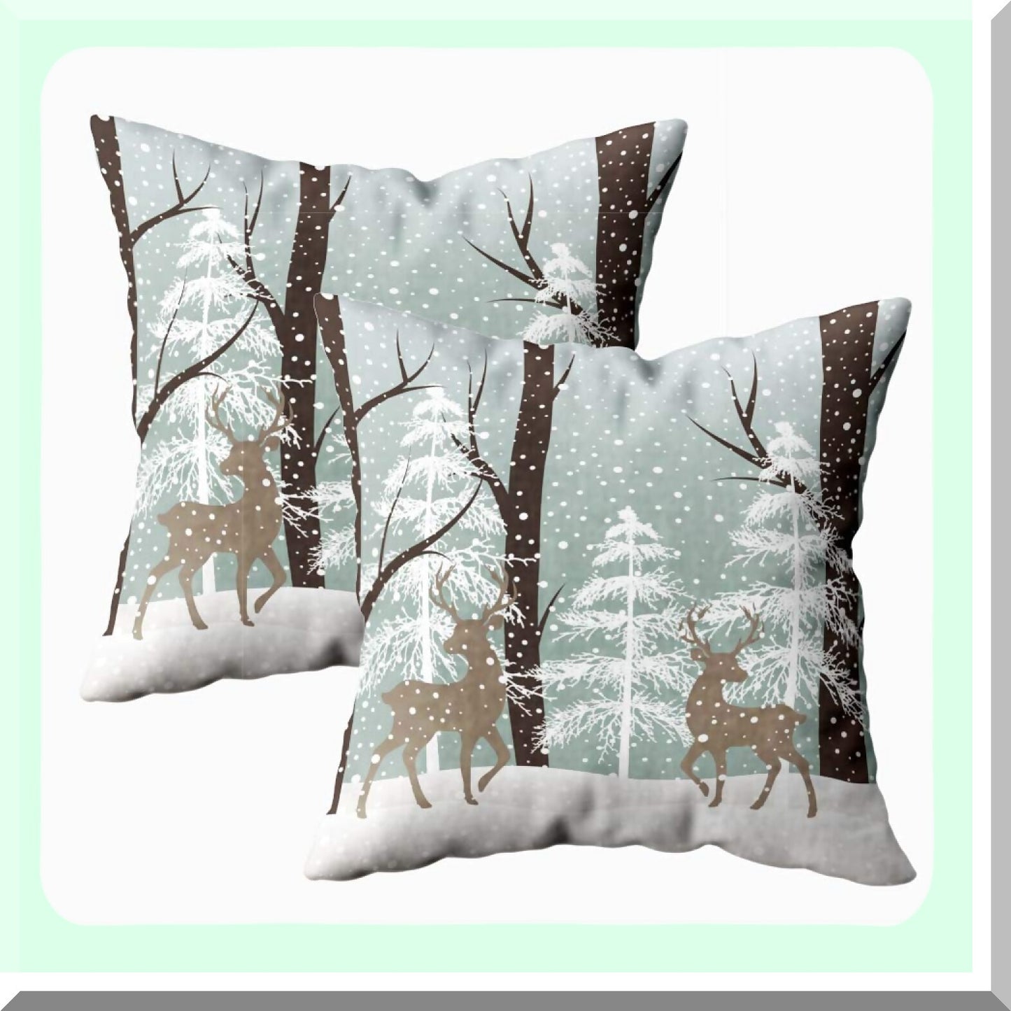 Winter Tree Landscape Pillow Covers - Set of 2, 18x18 Square Cool Pillow Cases for Couch Sofa Bedroom Living Room. Indoor Outdoor Bed Pillow Cover.