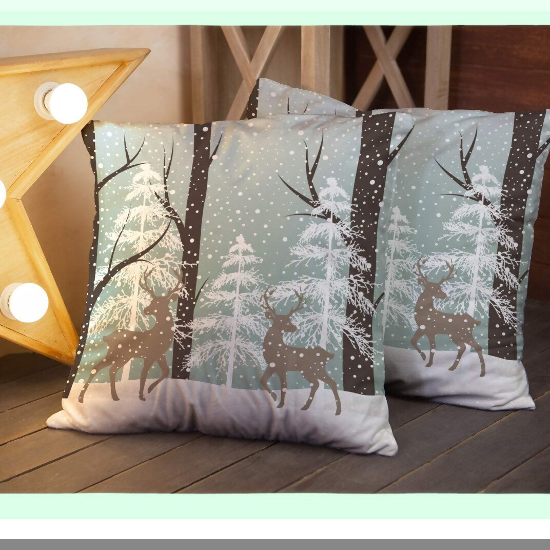 Winter Tree Landscape Pillow Covers - Set of 2, 18x18 Square Cool Pillow Cases for Couch Sofa Bedroom Living Room. Indoor Outdoor Bed Pillow Cover.
