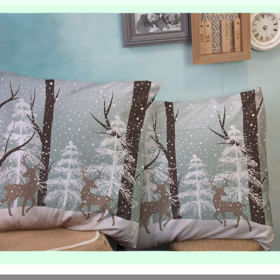 Winter Tree Landscape Pillow Covers - Set of 2, 18x18 Square Cool Pillow Cases for Couch Sofa Bedroom Living Room. Indoor Outdoor Bed Pillow Cover.