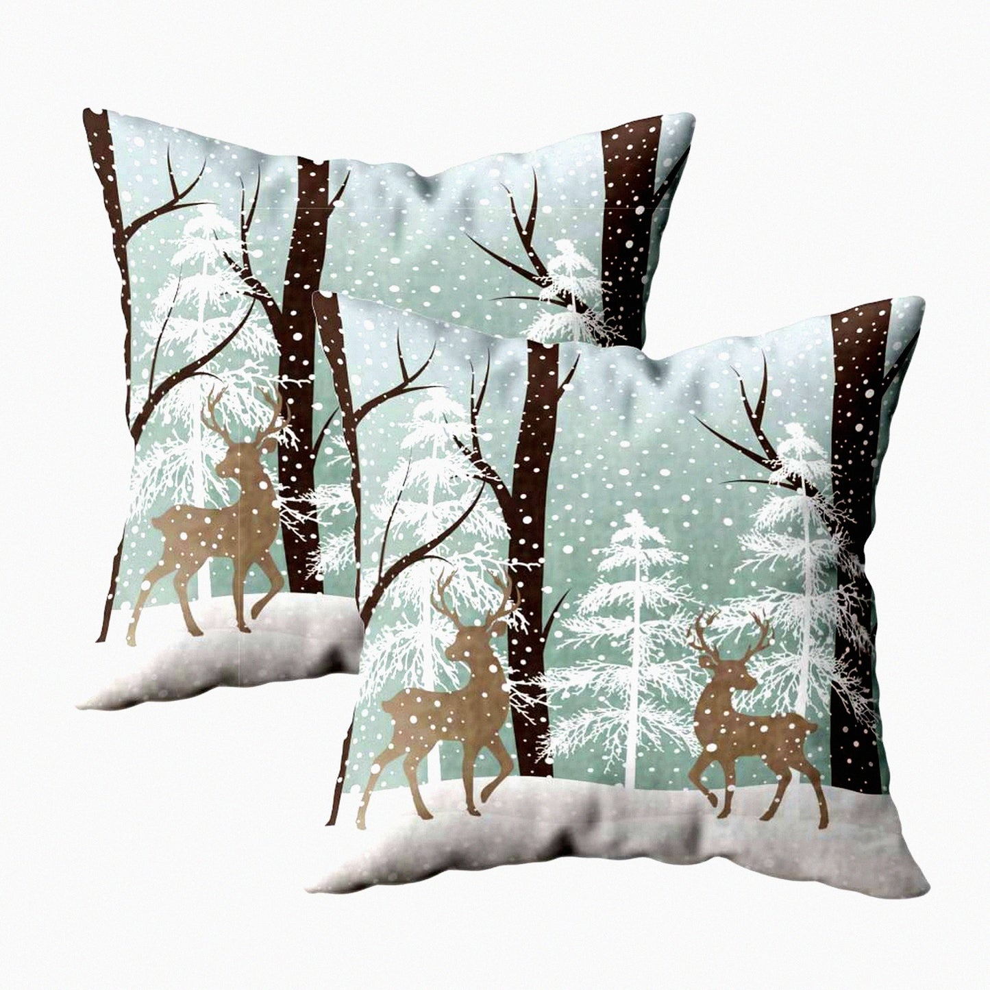Winter Tree Landscape Pillow Covers - Set of 2, 18x18 Square Cool Pillow Cases for Couch Sofa Bedroom Living Room. Indoor Outdoor Bed Pillow Cover.