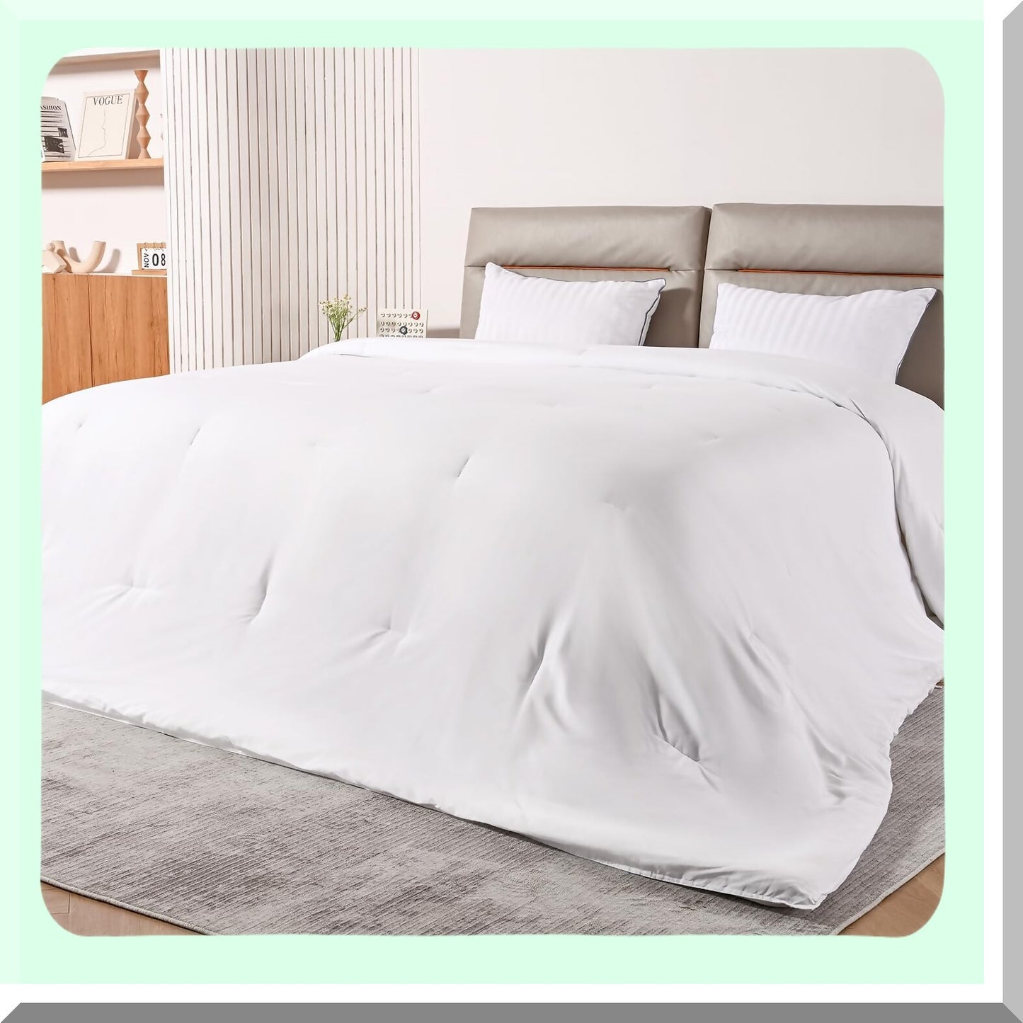 UltraPlush All Season Oversized Comforter - 120x120 White | Lightweight Bedding Duvet Insert | Soft Breathable Down Alternative Microfiber | 8 Corner Tabs for Secure Fit | King Size Comforter
