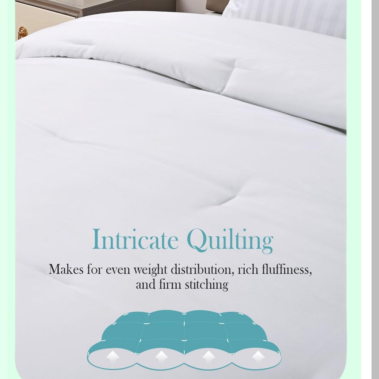 UltraPlush All Season Oversized Comforter - 120x120 White | Lightweight Bedding Duvet Insert | Soft Breathable Down Alternative Microfiber | 8 Corner Tabs for Secure Fit | King Size Comforter