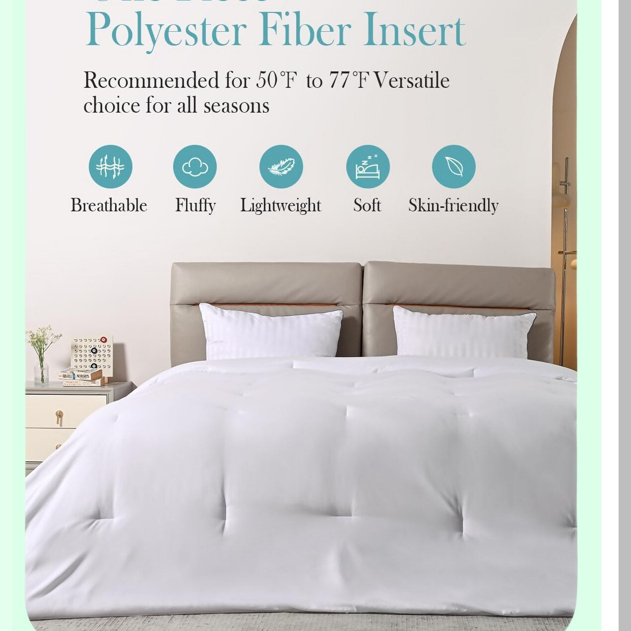 UltraPlush All Season Oversized Comforter - 120x120 White | Lightweight Bedding Duvet Insert | Soft Breathable Down Alternative Microfiber | 8 Corner Tabs for Secure Fit | King Size Comforter