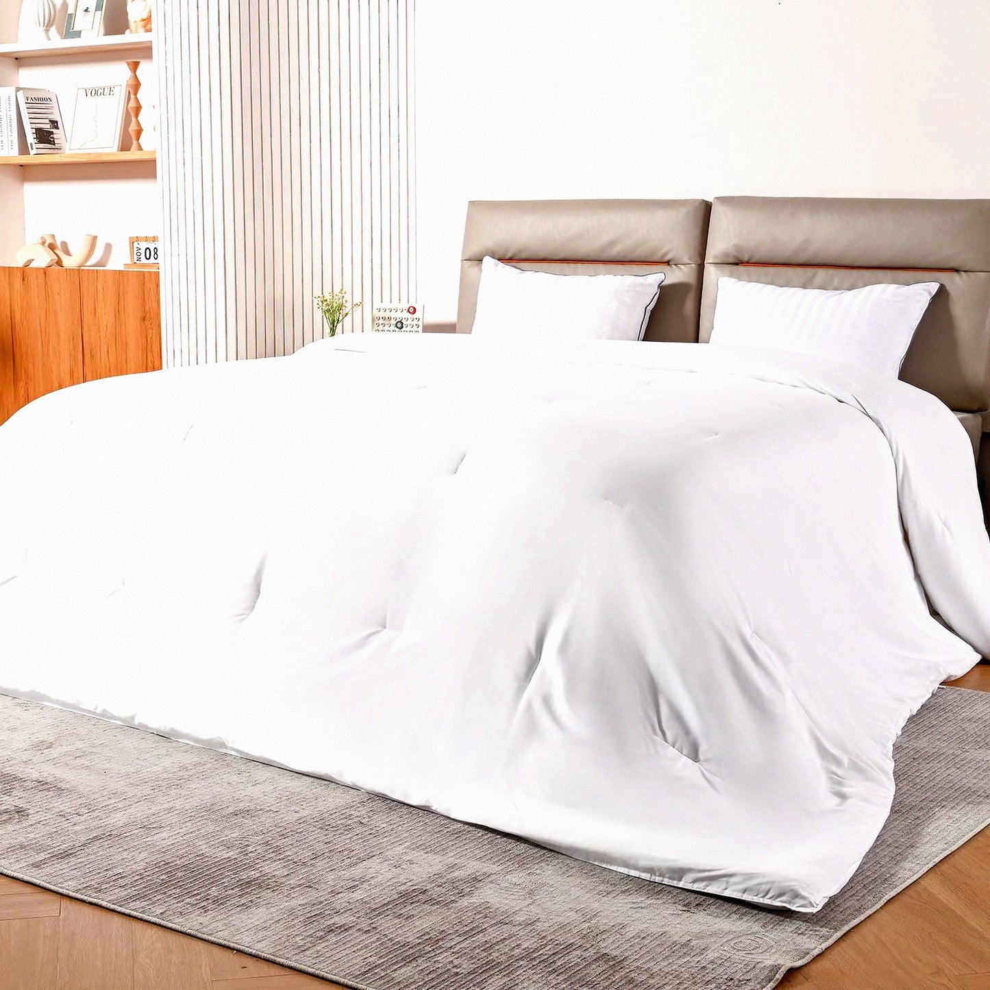 UltraPlush All Season Oversized Comforter - 120x120 White | Lightweight Bedding Duvet Insert | Soft Breathable Down Alternative Microfiber | 8 Corner Tabs for Secure Fit | King Size Comforter