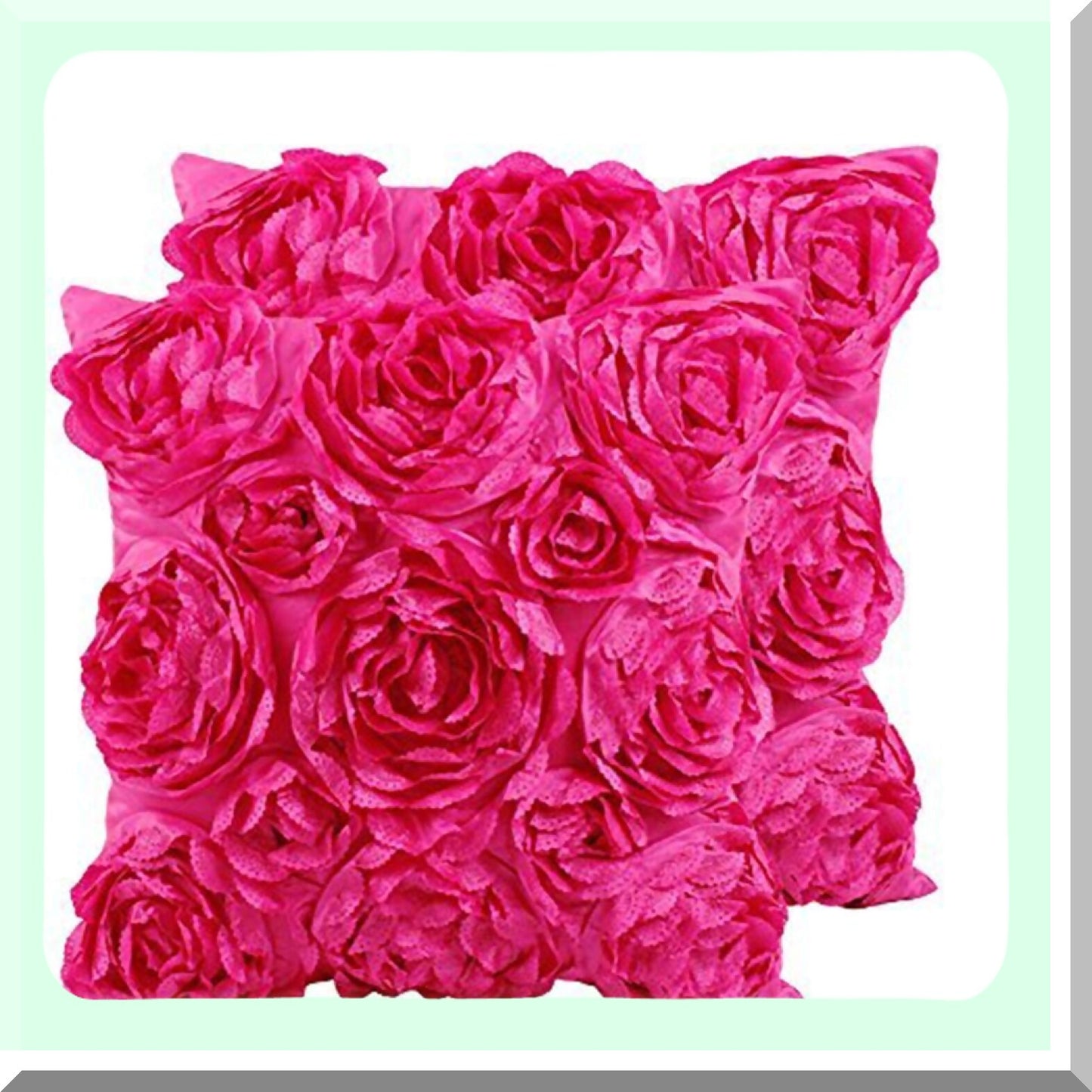 Romantic Rose Love Cushion Covers - Set of 2 Hot Pink Throw Pillow Cases for Couch, Wedding Party Home Decor, Gift Idea