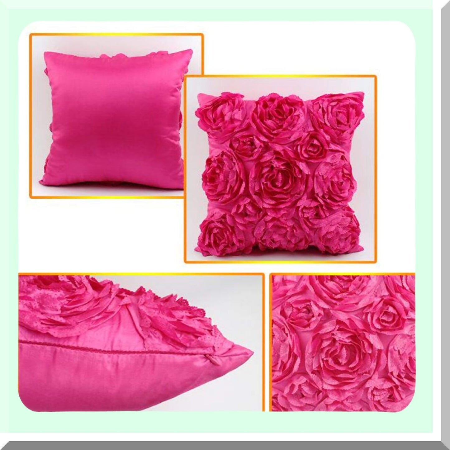 Romantic Rose Love Cushion Covers - Set of 2 Hot Pink Throw Pillow Cases for Couch, Wedding Party Home Decor, Gift Idea