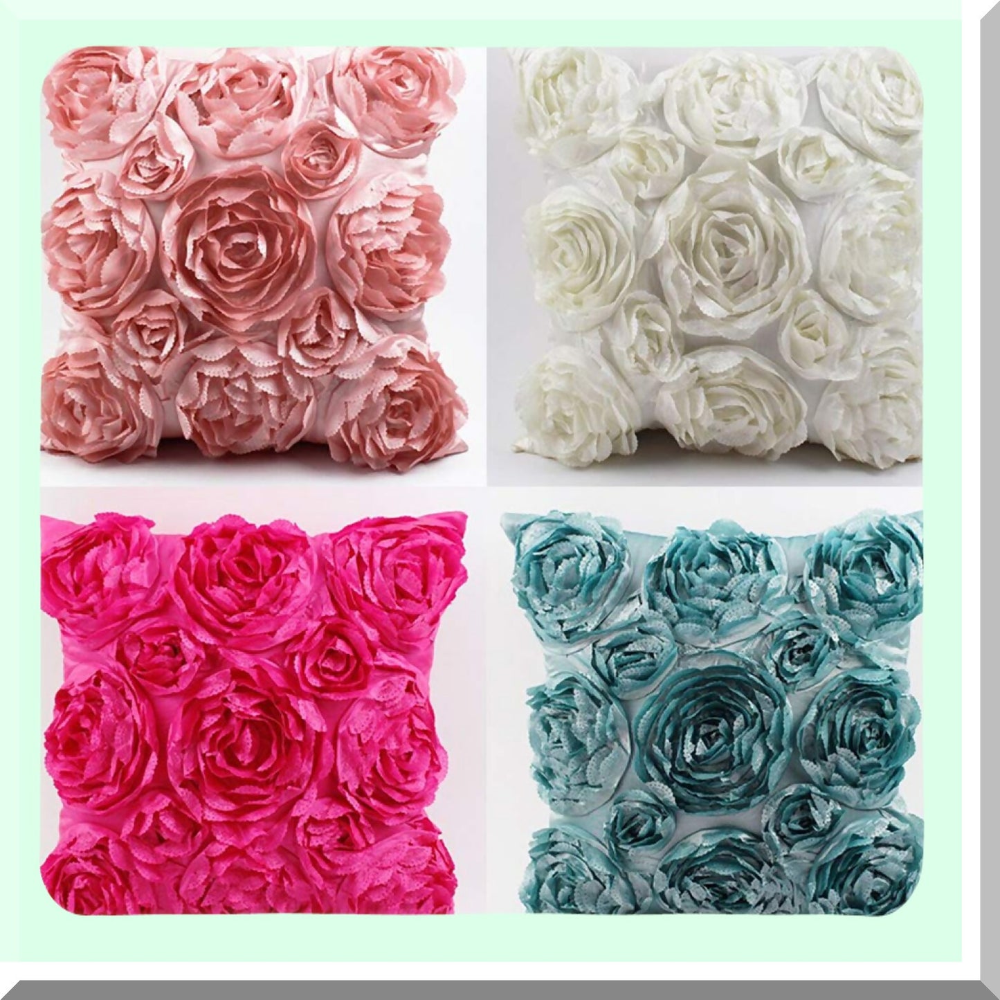 Romantic Rose Love Cushion Covers - Set of 2 Hot Pink Throw Pillow Cases for Couch, Wedding Party Home Decor, Gift Idea