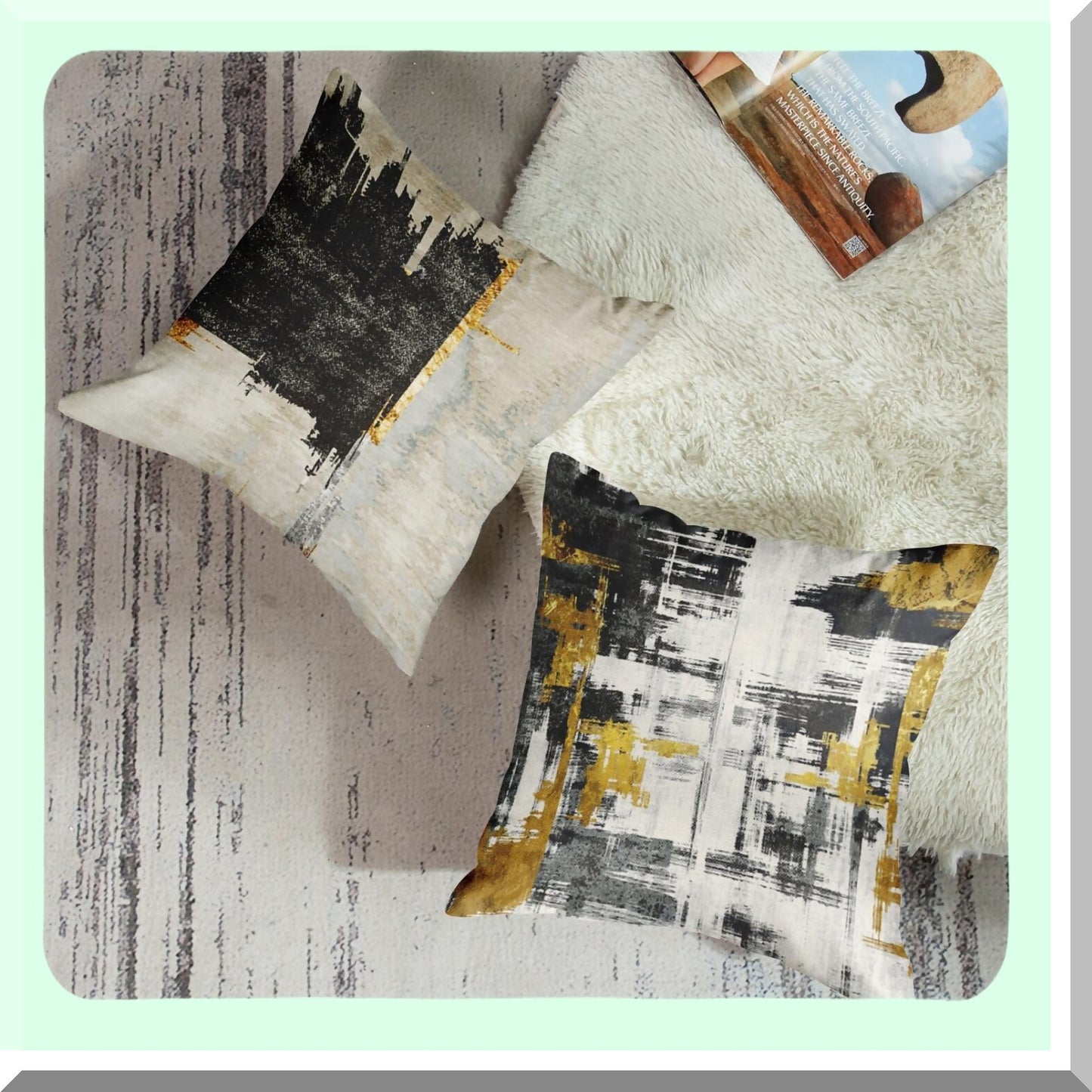 Abstract Gold Black Pillow Cover Set - 4 Pack Decorative 18x18 Inch Outdoor Cushion Sofa Cases - Home Decor Painting Pillowcases