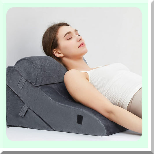OrthoRelief Bed Wedge Pillow Set - Foam Triangle Pillow for Back, Leg, Knee Pain Relief. Adjustable Orthopedic Pillow for Sleeping, Acid Reflux, GERD, Snoring.