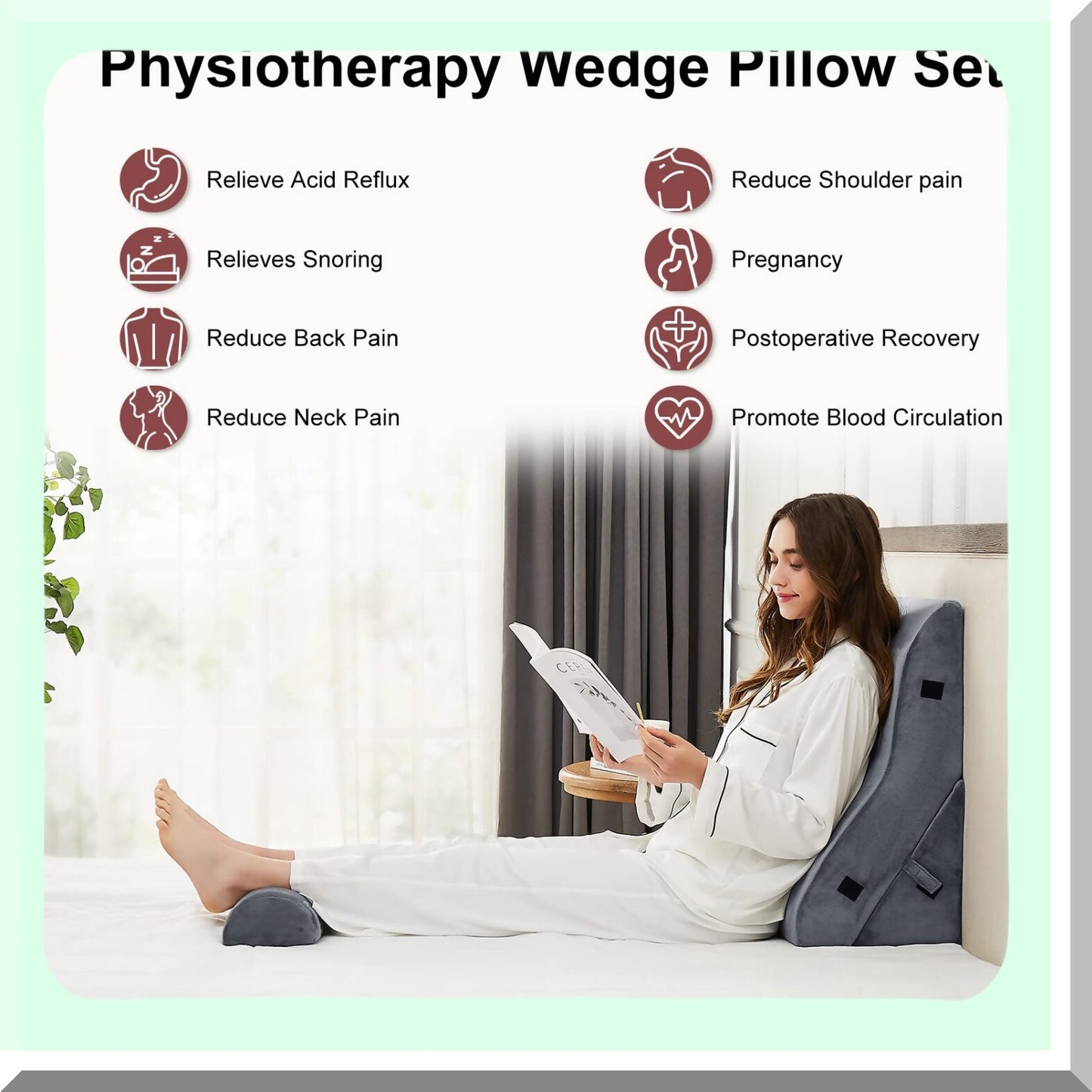 OrthoRelief Bed Wedge Pillow Set - Foam Triangle Pillow for Back, Leg, Knee Pain Relief. Adjustable Orthopedic Pillow for Sleeping, Acid Reflux, GERD, Snoring.