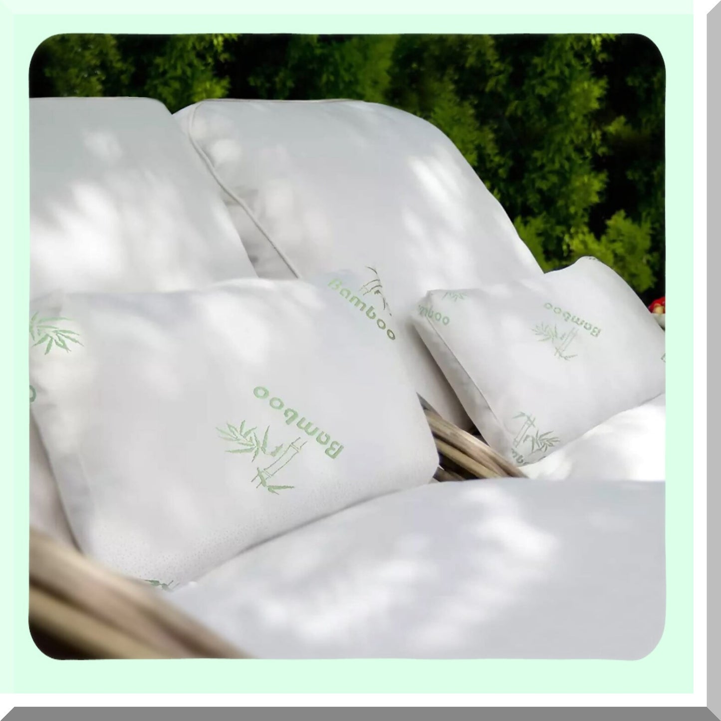 CoolBamboo Memory Foam Pillow - Breathable & Washable Pillowcase, Premium Queen Size Pillows for Back/Stomach/Side Sleepers. Set of 2 Cooling Bed Pillows.