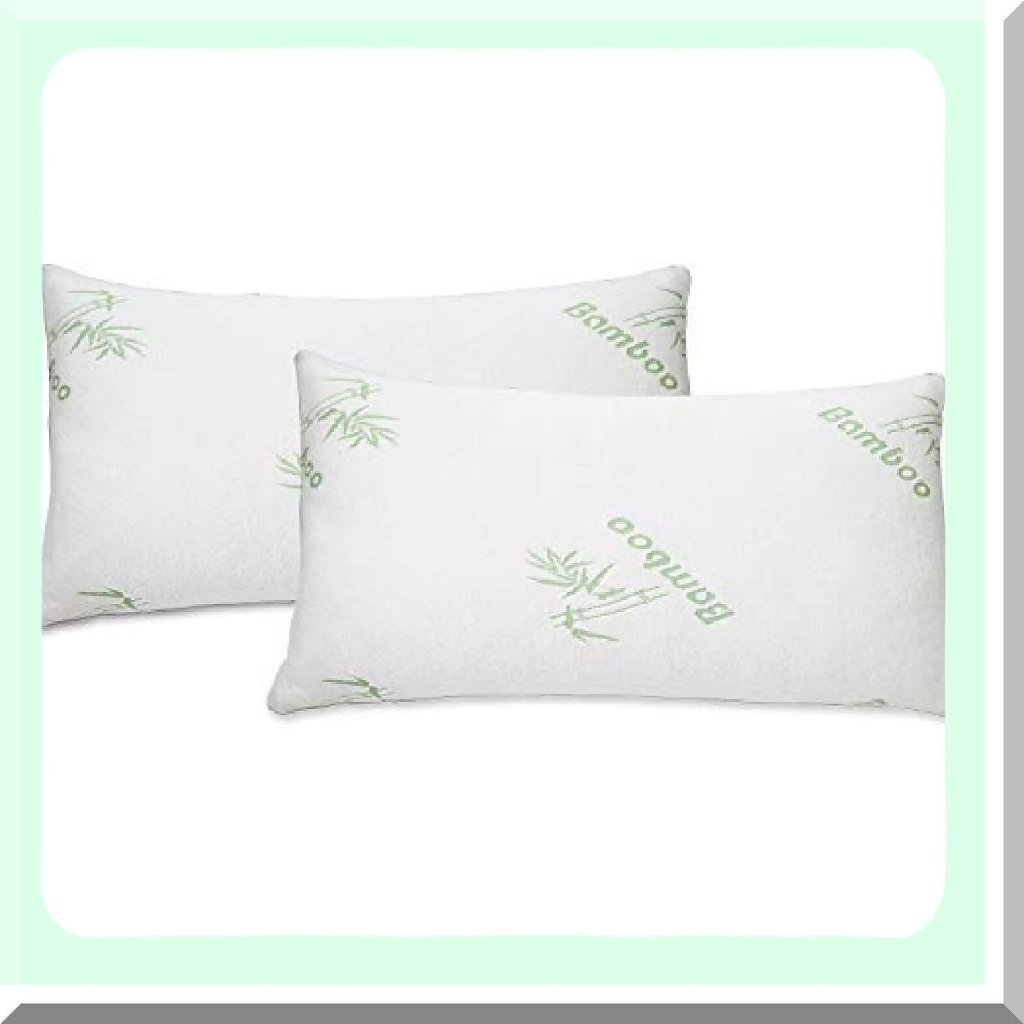 CoolBamboo Memory Foam Pillow - Breathable & Washable Pillowcase, Premium Queen Size Pillows for Back/Stomach/Side Sleepers. Set of 2 Cooling Bed Pillows.