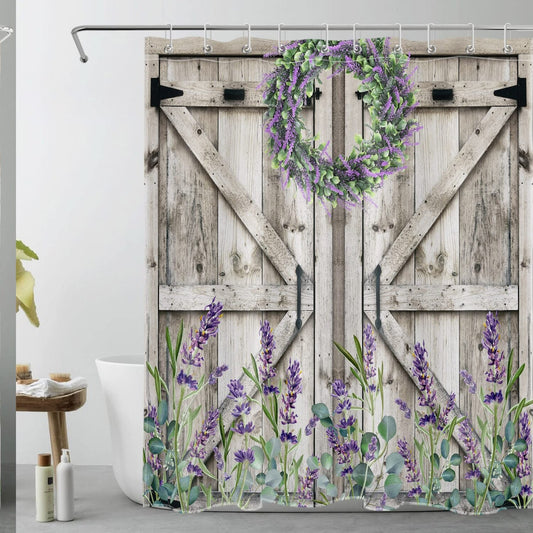 Western Rustic Purple Lavender Eucalyptus Shower Curtain 60x72 inches