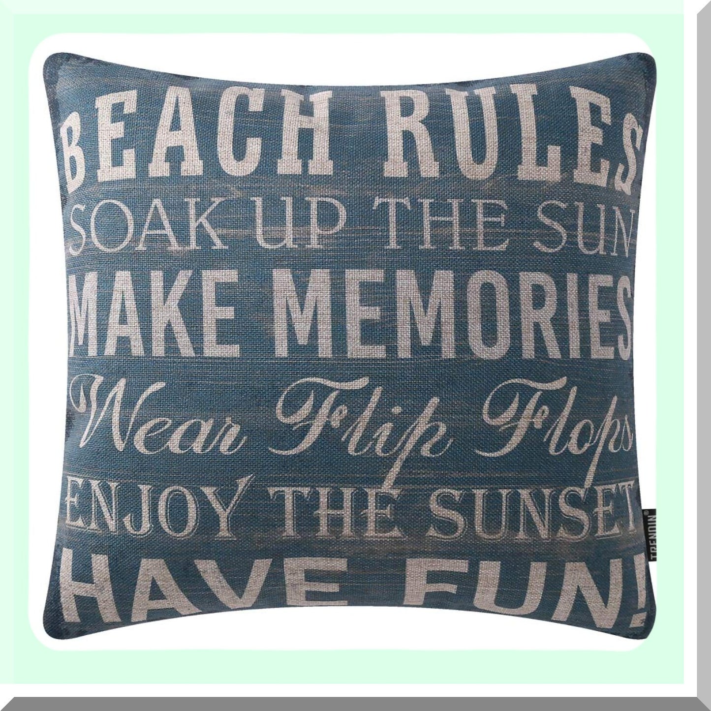 Beach House Rules Pillow Covers - Coastal Decor 18x18 Inch with Inspirational Quotes - Farmhouse Beach Housewarming Gift - PL437TR