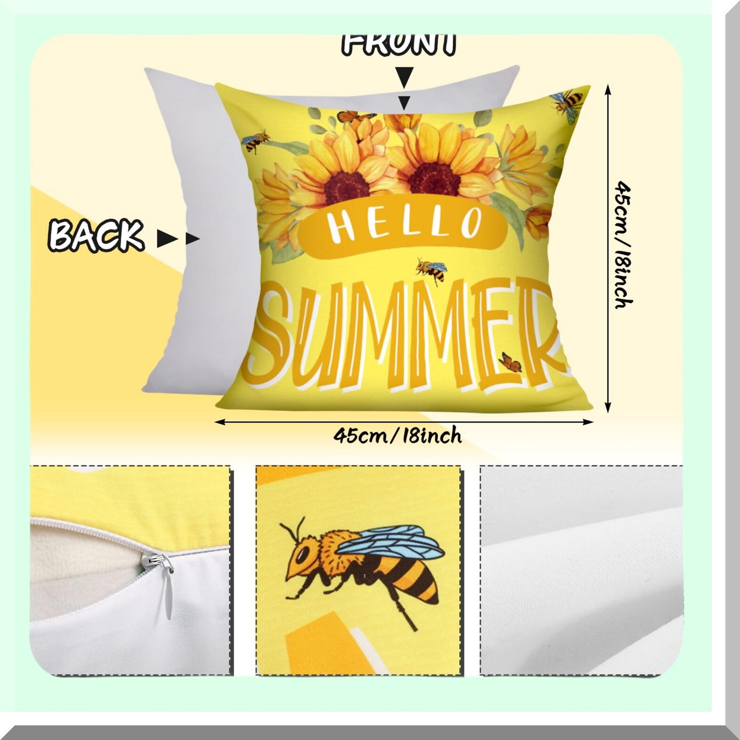 Seasonal Pillow Cover Set - Spring Summer Fall Winter 18x18 Inch Throw Covers with Pumpkin Gnome Sunflower Flowers Plaid Design for Farmhouse Holiday Decor - Couch Cushion Case Collection