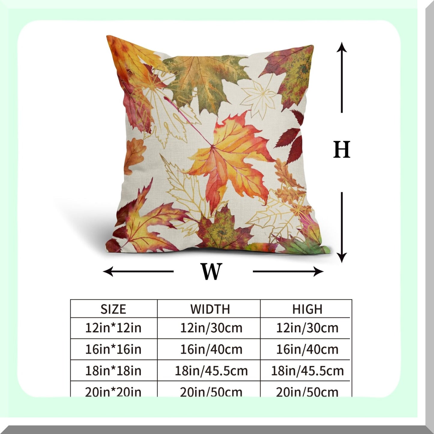 Autumn Maple Leaf Pillowcase Set - Fall Decor Cushion Cover 18x18 Inch - Happy Thanksgiving Throw Pillow Covers for Sofa Bedroom Party - Cotton Linen Square