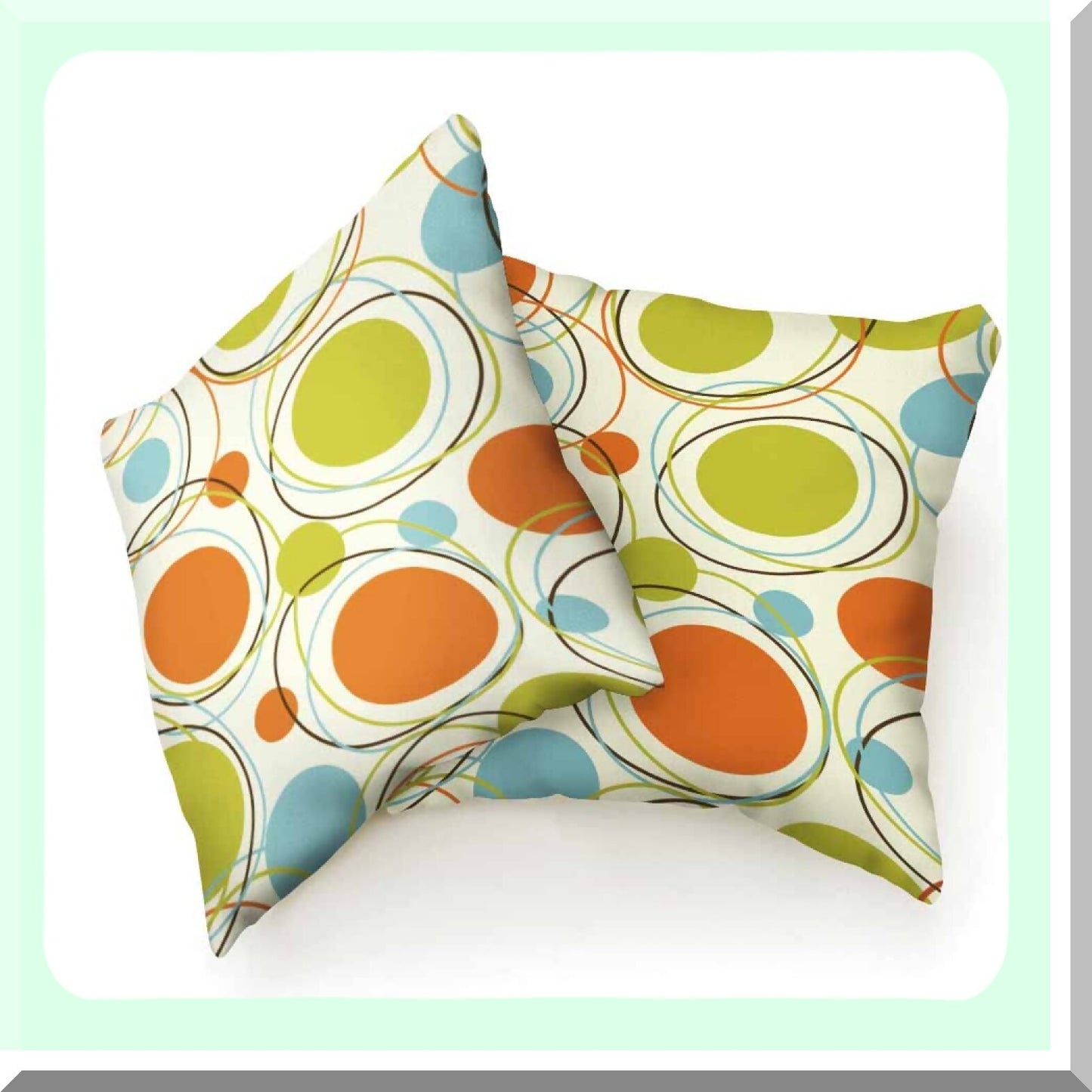 Retro Mid Century Dots Circles Pillow Covers - Set of 2 Decorative Cushion Cases for Home Sofa Chair Car - Orange Green 1950s Pattern - 18x18 Inch - Men Women Gift