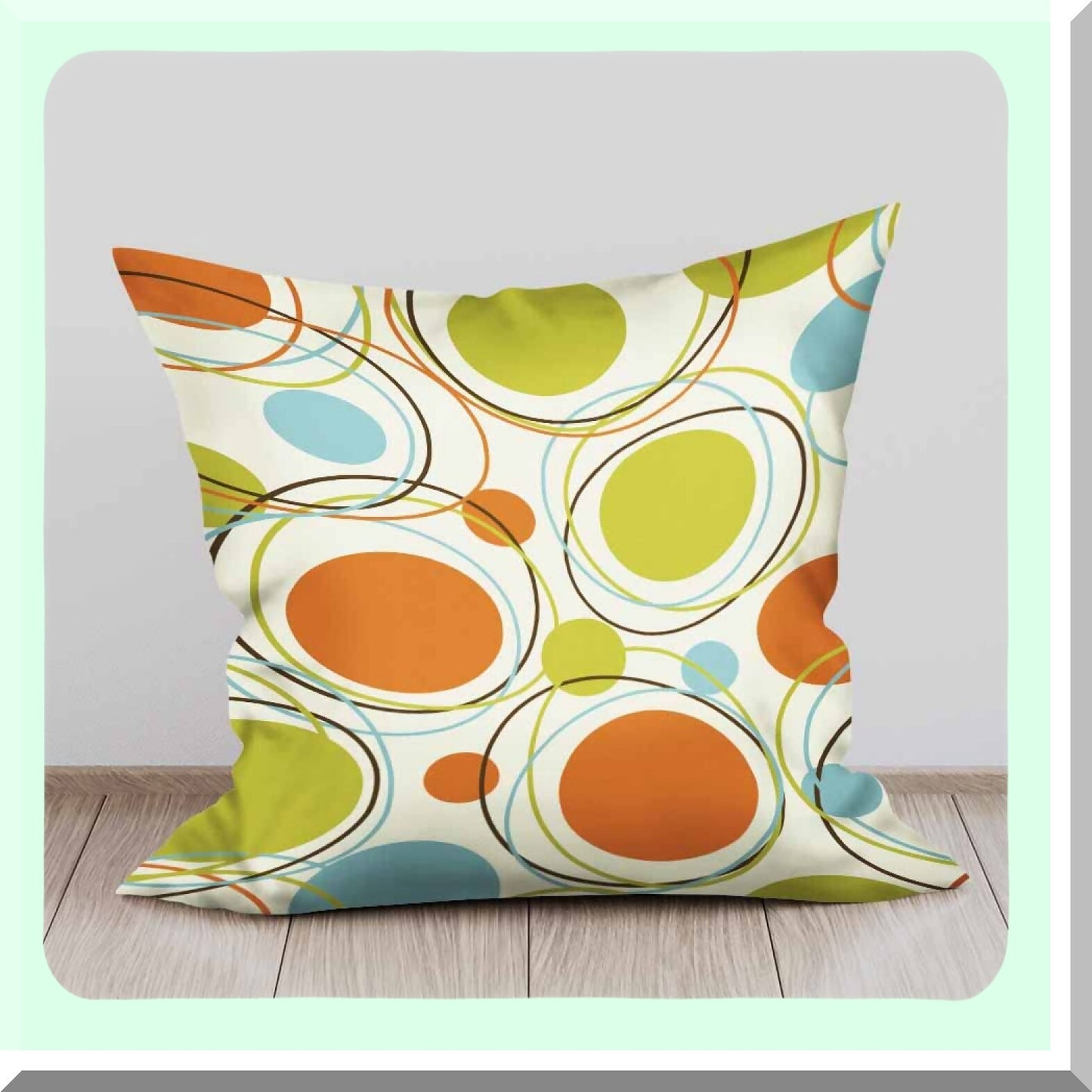 Retro Mid Century Dots Circles Pillow Covers - Set of 2 Decorative Cushion Cases for Home Sofa Chair Car - Orange Green 1950s Pattern - 18x18 Inch - Men Women Gift