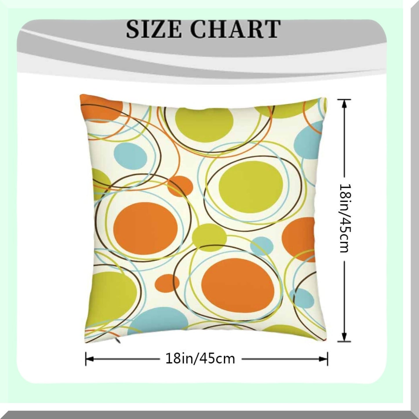 Retro Mid Century Dots Circles Pillow Covers - Set of 2 Decorative Cushion Cases for Home Sofa Chair Car - Orange Green 1950s Pattern - 18x18 Inch - Men Women Gift