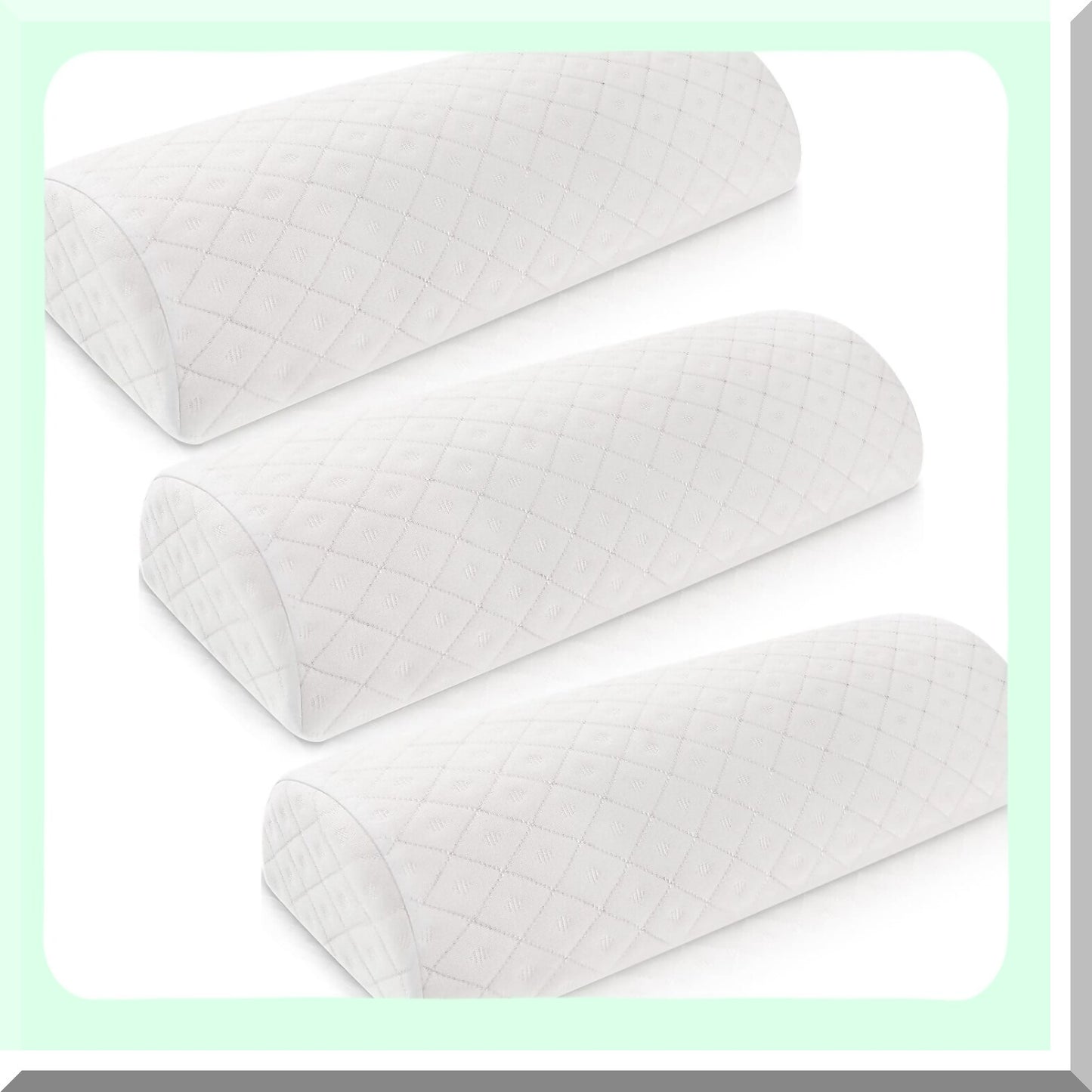MemoryFoam Comfort Support Pillow - Leg & Back Relief | Semi Roll Body Cushion | Knee Neck Lumbar Bolster | Breathable Cover | 20 x 8 x 4 | Set of 3